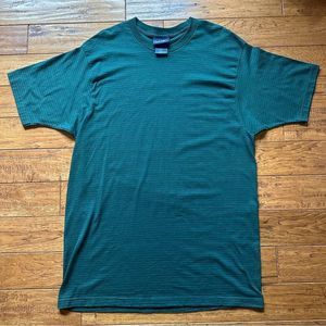 Vintage Puritan Skater 90s Green And Navy Striped T-shirt Made In USA